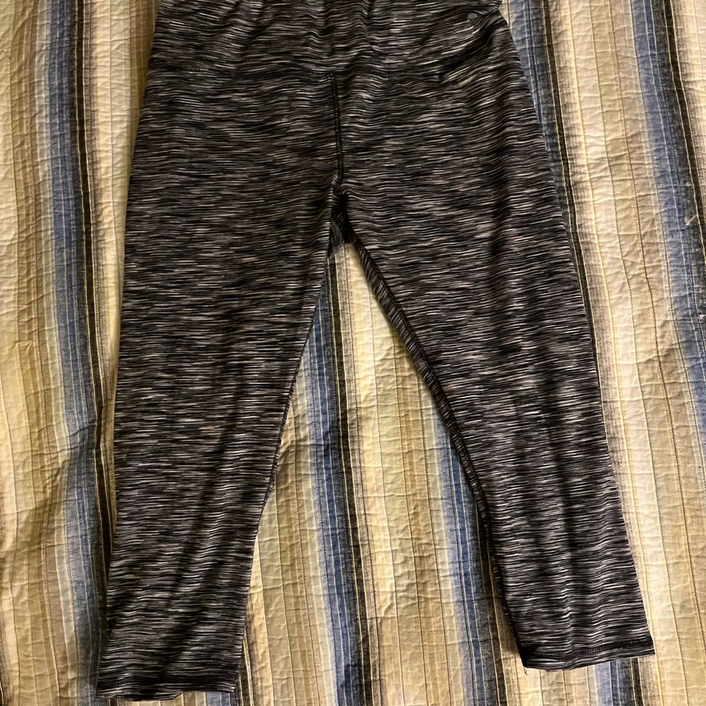 RBX Heathered Black and Gray Leggings with Moisture-Wicking Fabric